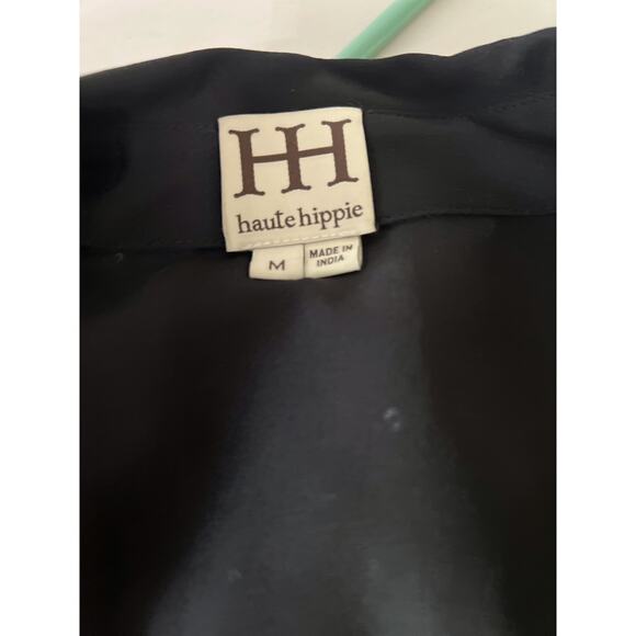 Haute Hippie Shirt Mini Dress M Black Silk Blend Sequin Beads Evening Party NWOT - Picture 8 of 11